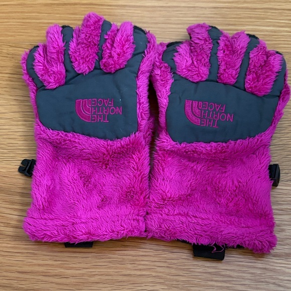 The North Face Vibrant Pink and Gray Fleece Gloves - Picture 1 of 3